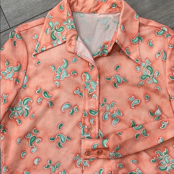 Vintage 70s Polyester Button Down Shirt - Picture 13 of 15